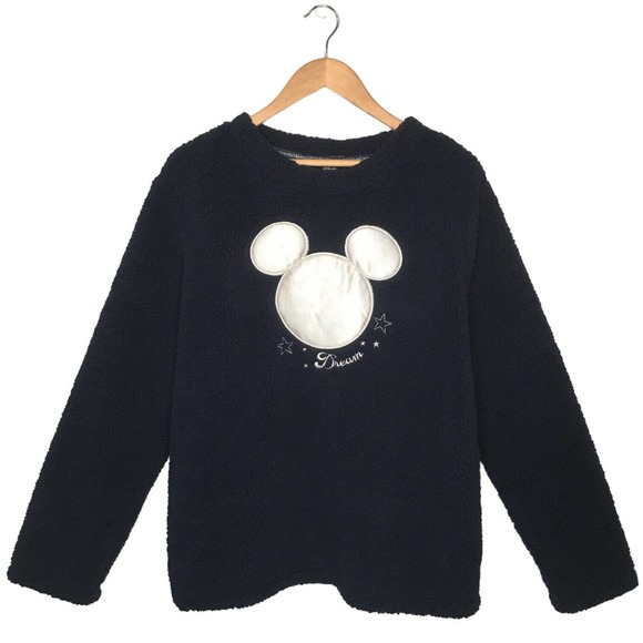 Disney Other - New Disney Mickey Mouse Sherpa Pullover Silver Foil Long Sleeve Girls Blue XL